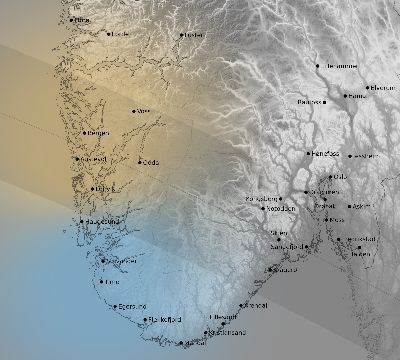Map of the weather observed across Norway during the solar eclipse of 06/30/1954