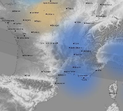 Map of the weather observed across France during the solar eclipse of 02/15/1961