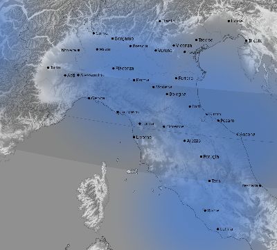 Map of the weather observed across Italy during the solar eclipse of 02/15/1961