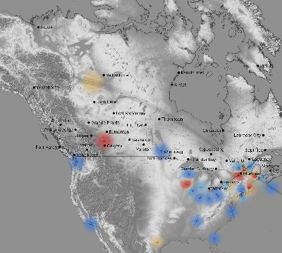 Map of the weather observed across Canada during the solar eclipse of 07/20/1963