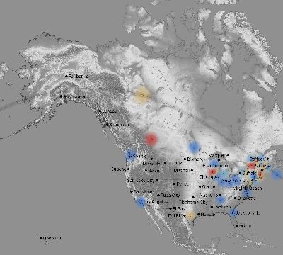 Map of the weather observed across United States during the solar eclipse of 07/20/1963
