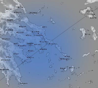 Map of the weather observed across Greece during the solar eclipse of 05/20/1966