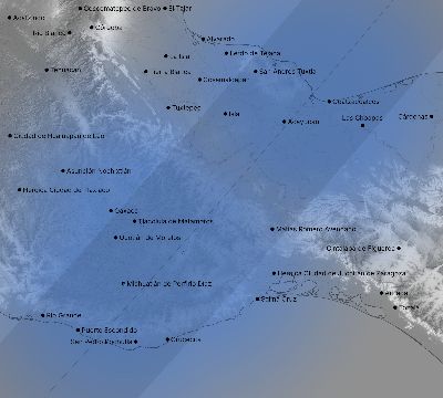 Map of the weather observed across Mexico during the solar eclipse of 03/07/1970