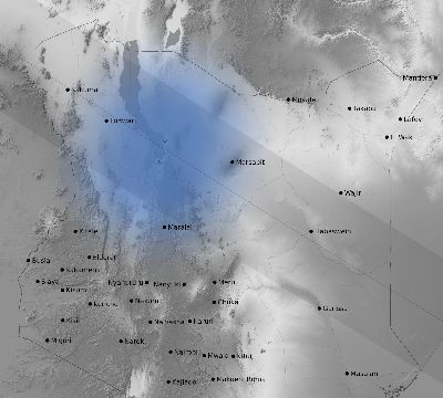 Map of the weather observed across Kenya during the solar eclipse of 06/30/1973