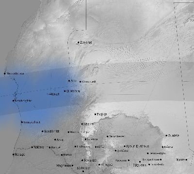 Map of the weather observed across Mauritania during the solar eclipse of 06/30/1973