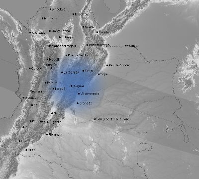 Map of the weather observed across Colombia during the solar eclipse of 12/24/1973