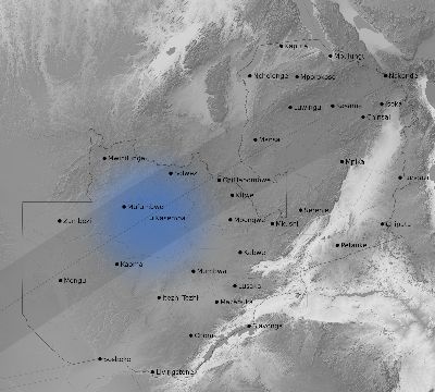 Map of the weather observed across Zambia during the solar eclipse of 04/18/1977