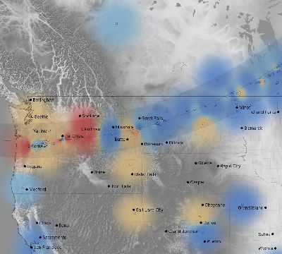 Map of the weather observed across United States during the solar eclipse of 02/26/1979