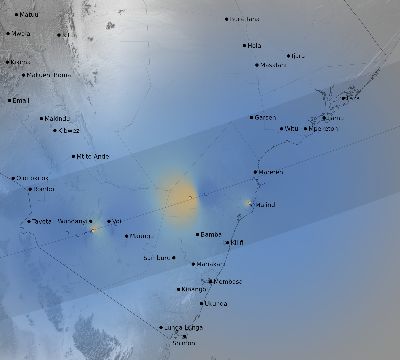 Map of the weather observed across Kenya during the solar eclipse of 02/16/1980
