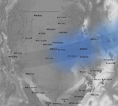 Map of the weather observed across Tanzania during the solar eclipse of 02/16/1980