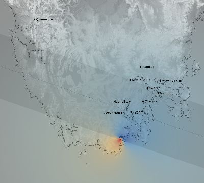 Map of the weather observed across Australia during the solar eclipse of 02/04/1981