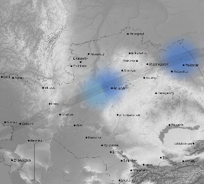 Map of the weather observed across Kazakhstan during the solar eclipse of 07/31/1981