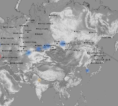Map of the weather observed across Russia during the solar eclipse of 07/31/1981