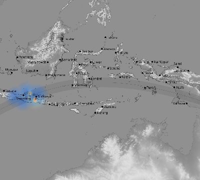Map of the weather observed across Indonesia during the solar eclipse of 06/11/1983