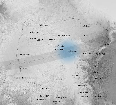 Map of the weather observed across DR Congo during the solar eclipse of 12/04/1983