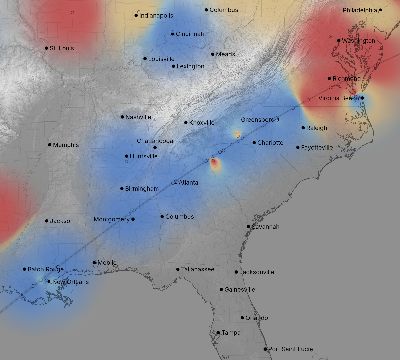 Map of the weather observed across United States during the solar eclipse of 05/30/1984