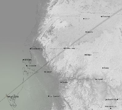 Map of the weather observed across Gabon during the solar eclipse of 03/29/1987