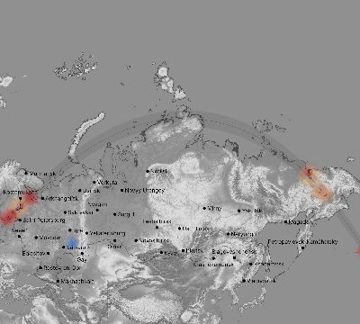 Map of the weather observed across Russia during the solar eclipse of 07/22/1990