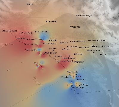 Map of the weather observed across United States during the solar eclipse of 01/04/1992