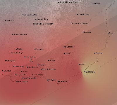 Map of the weather observed across Uruguay during the solar eclipse of 06/30/1992