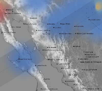 Map of the weather observed across Mexico during the solar eclipse of 05/10/1994