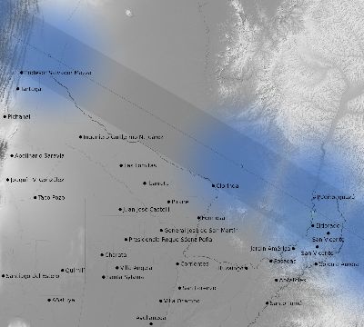 Map of the weather observed across Argentina during the solar eclipse of 11/03/1994