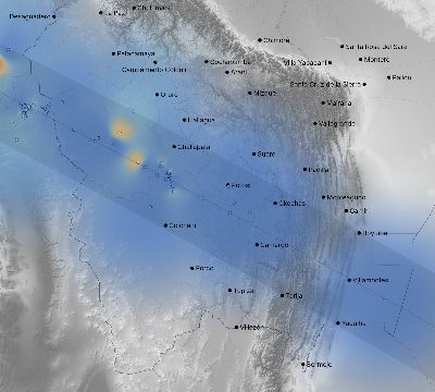 Map of the weather observed across Bolivia during the solar eclipse of 11/03/1994