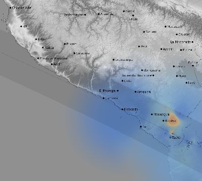 Map of the weather observed across Peru during the solar eclipse of 11/03/1994