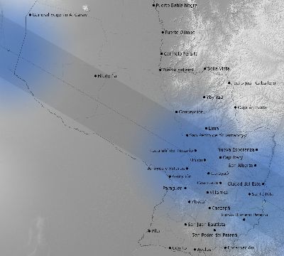 Map of the weather observed across Paraguay during the solar eclipse of 11/03/1994