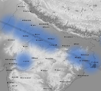 Map of the weather observed across India during the solar eclipse of 10/24/1995