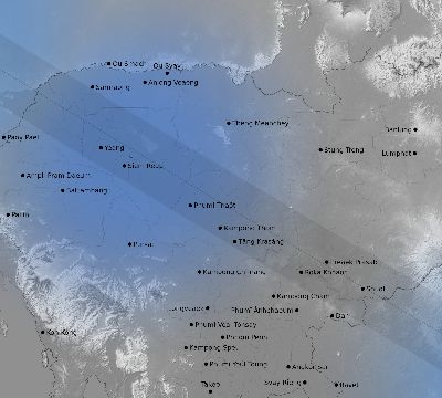 Map of the weather observed across Cambodia during the solar eclipse of 10/24/1995