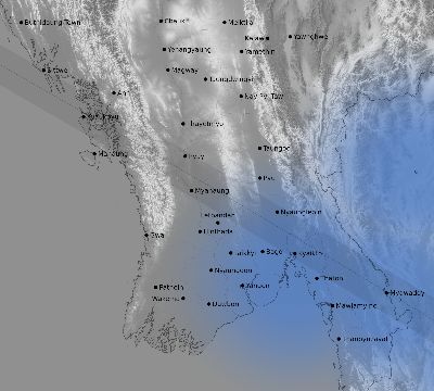Map of the weather observed across Myanmar during the solar eclipse of 10/24/1995