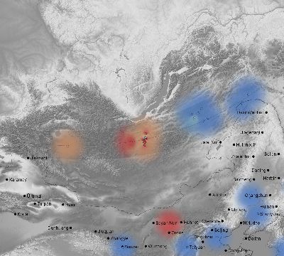 Map of the weather observed across China during the solar eclipse of 03/09/1997