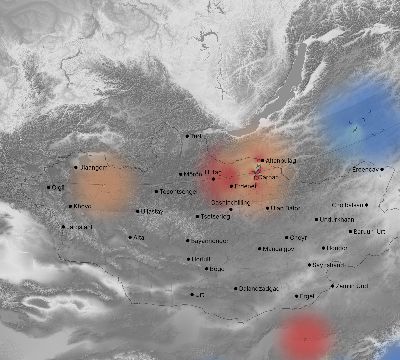 Map of the weather observed across Mongolia during the solar eclipse of 03/09/1997