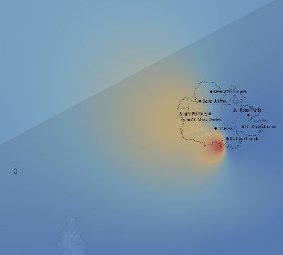 Map of the weather observed across Antigua and Barbuda during the solar eclipse of 02/26/1998