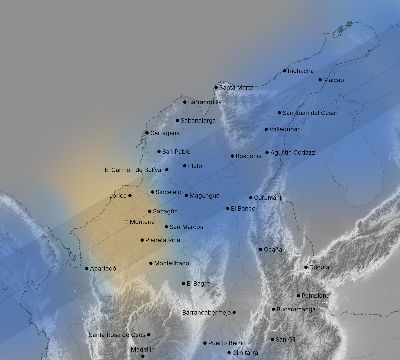 Map of the weather observed across Colombia during the solar eclipse of 02/26/1998