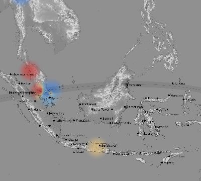 Map of the weather observed across Indonesia during the solar eclipse of 08/22/1998