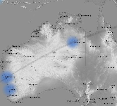 Map of the weather observed across Australia during the solar eclipse of 02/16/1999