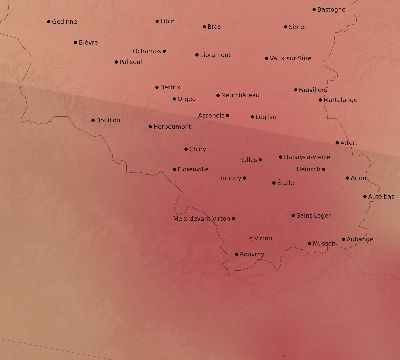 Map of the weather observed across Belgium during the solar eclipse of 08/11/1999