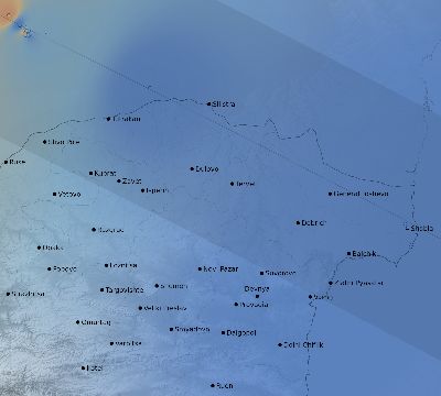 Map of the weather observed across Bulgaria during the solar eclipse of 08/11/1999