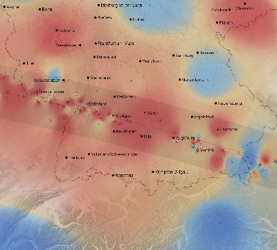 Map of the weather observed across Germany during the solar eclipse of 08/11/1999