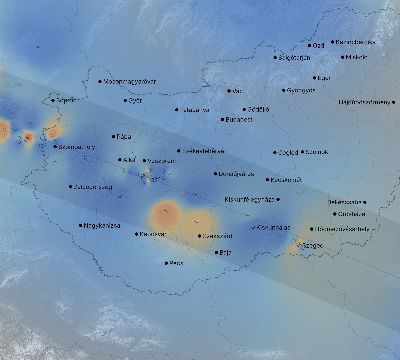 Map of the weather observed across Hungary during the solar eclipse of 08/11/1999
