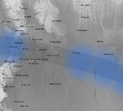 Map of the weather observed across Angola during the solar eclipse of 06/21/2001