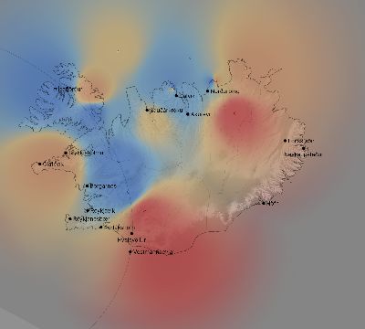 Map of the weather observed across Iceland during the solar eclipse of 05/31/2003