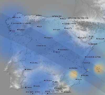 Map of the weather observed across Spain during the solar eclipse of 10/03/2005
