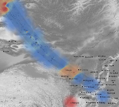 Map of the weather observed across China during the solar eclipse of 08/01/2008