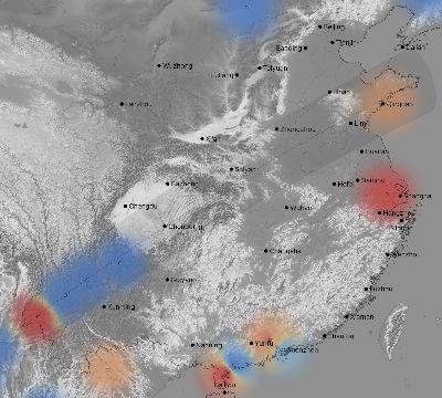 Map of the weather observed across China during the solar eclipse of 01/15/2010