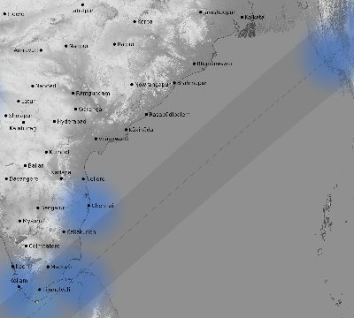 Map of the weather observed across India during the solar eclipse of 01/15/2010