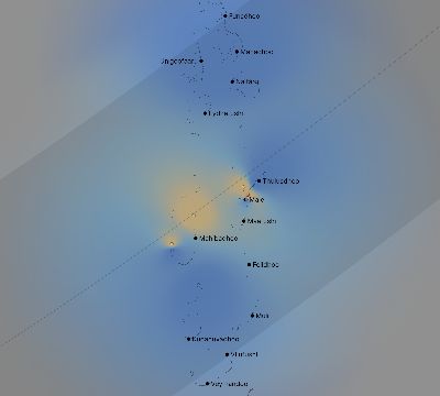 Map of the weather observed across Maldives during the solar eclipse of 01/15/2010