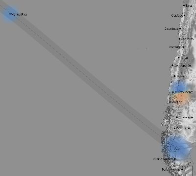 Map of the weather observed across Chile during the solar eclipse of 07/11/2010